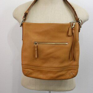 Vintage Coach Pebble Grain Beige Leather Crossbody Shoulder Slouch Bag F03790